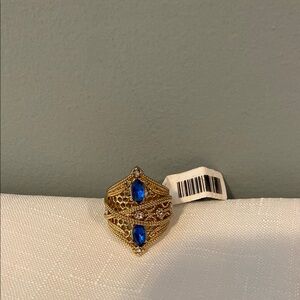 Gold Ring with Blue Gemstones